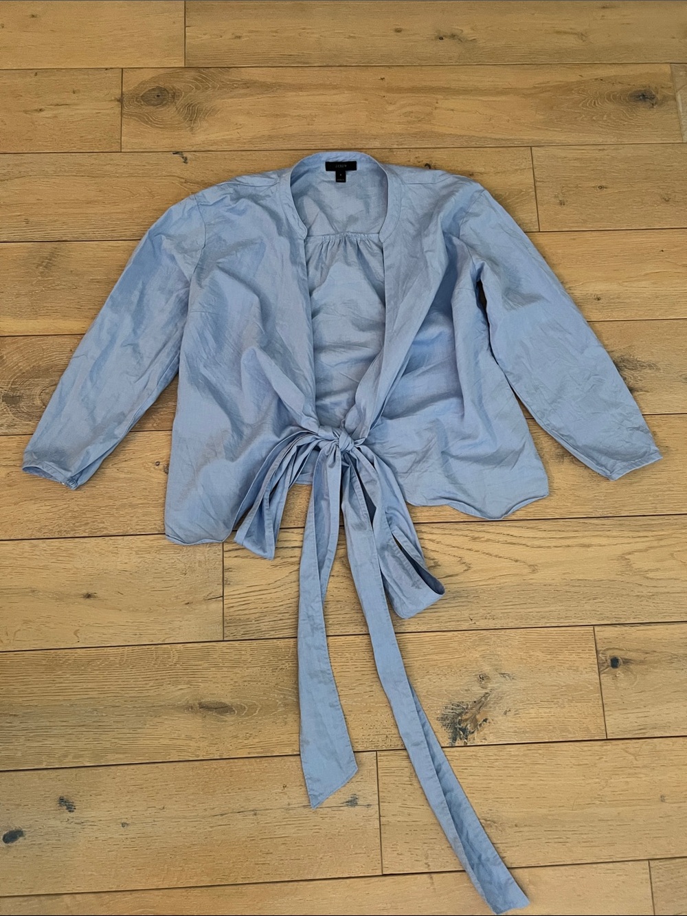 J. Crew Light Blue Tie Front Blouse
